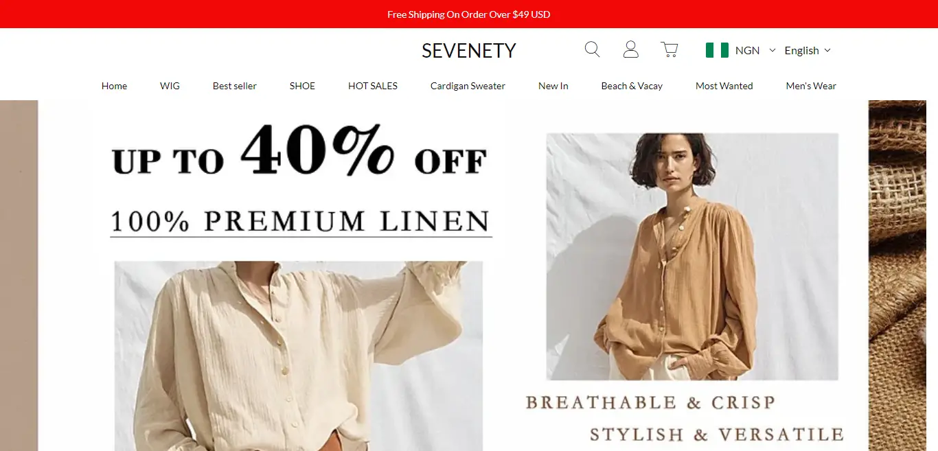 sevenety store website