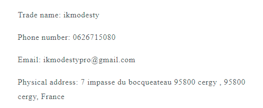 ikmodesty store contact address