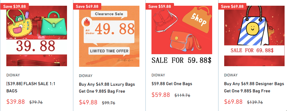 bags sold at dioway store