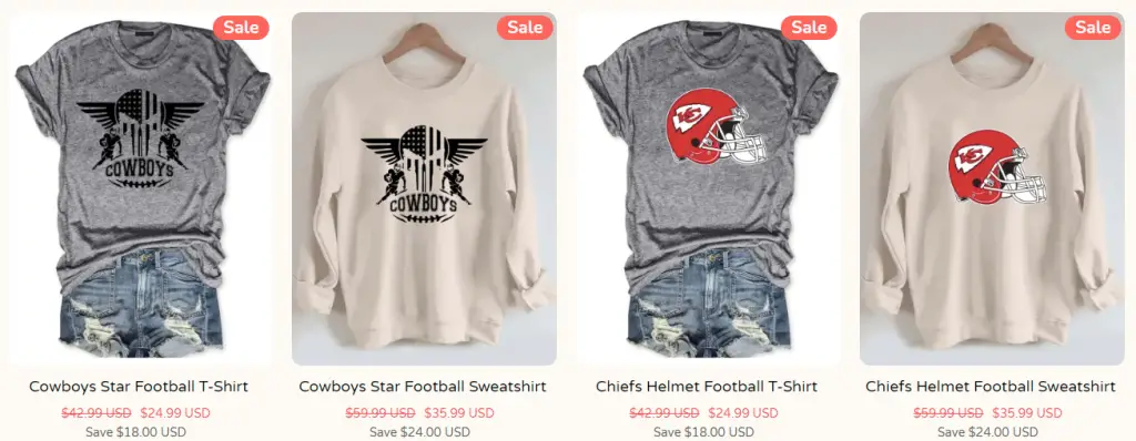 clothes sold at shesball store