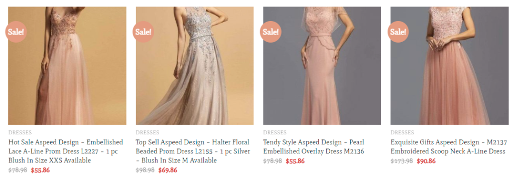 dresses sold at dressaspeed.com