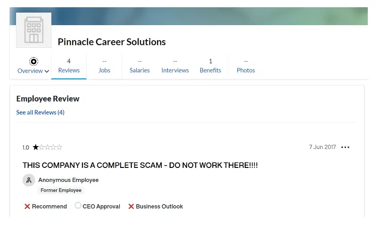 Pinnacle Recruitment Scam