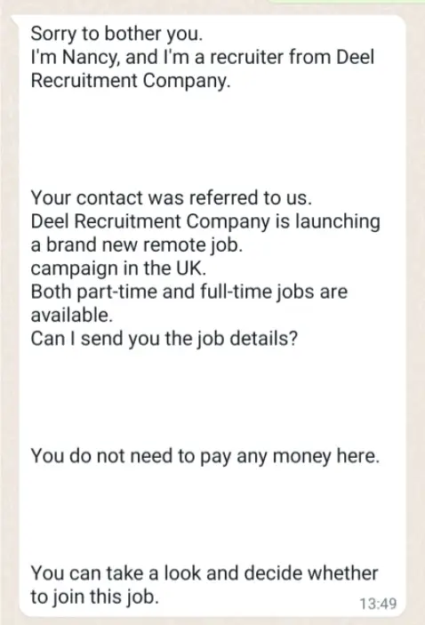 Deel Recruitment Company Scam