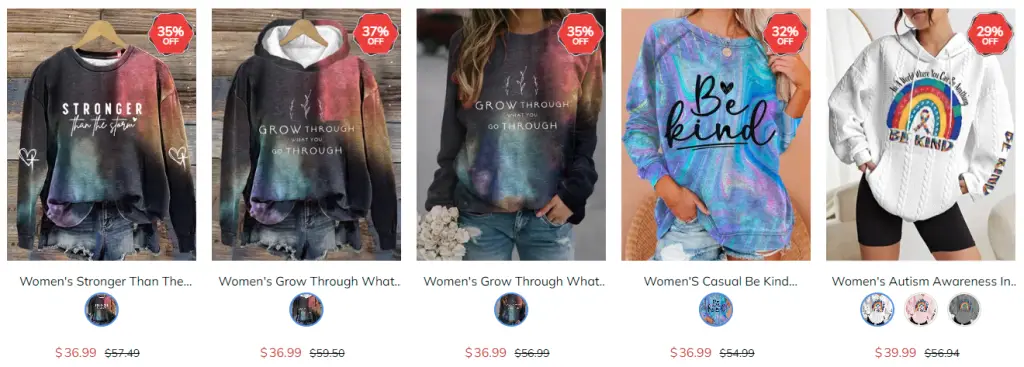 clothes sold at outingshadow store